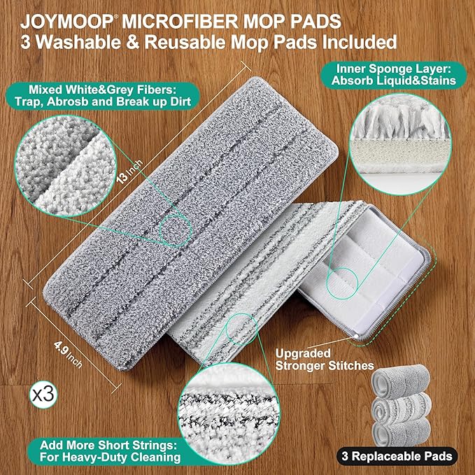 JOYMOOP Mop and Bucket with Wringer Set with 18pcs-Microfiber Cleaning Cloth, Househould Cleaning Tool of Floor Mop and Kitchen Towels