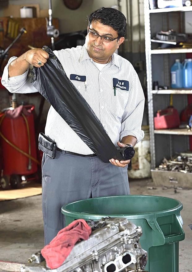 Aluf Plastics Star Sealed Coreless Rolls with E-Z Tie Flap Closure, 40-45 gal, Polyethylene, 33" x 46", Black (Pack of 100)