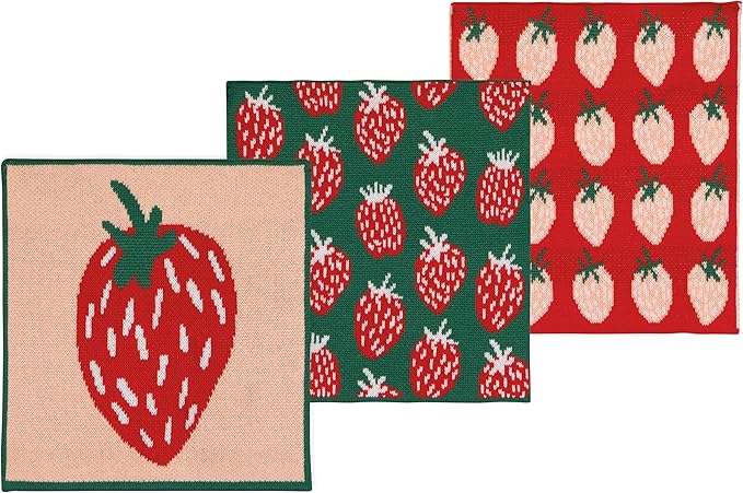 Jubilee Berry Sweet Knit Dishcloth 8 x 8in, Set of 3