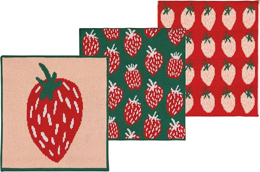 Jubilee Berry Sweet Knit Dishcloth 8 x 8in, Set of 3