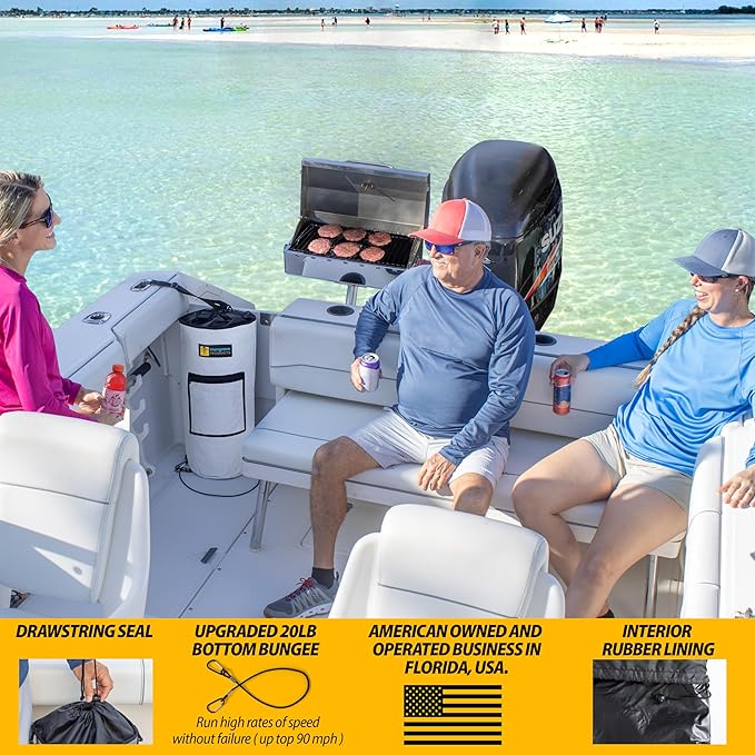 Mangrove Products: Portable Boat Trash Can, Reusable Trash Bag, Boating Equipment, Boat Storage, Boat Accessories Marine, Pontoon Boat Accessories, Fishing, Sandbar, RV, or Camping