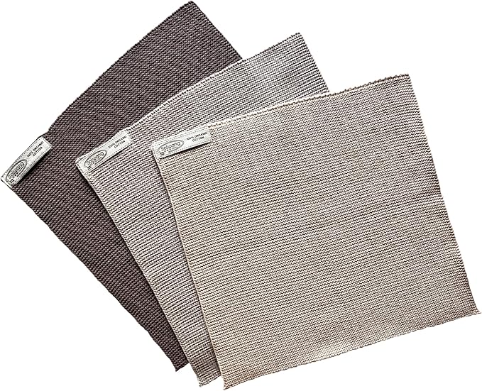 Solwang 3-Piece Danish 100% Certified Organic Cotton Dishcloths Made in India (Ash Grey Combi)