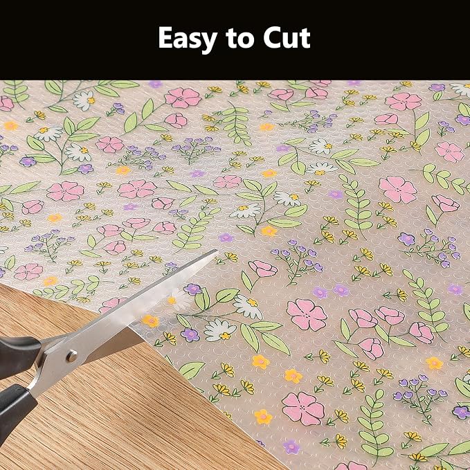 INNOLITES Shelf Liners for Kitchen Cabinets Non-Adhesive Drawer Liner with Floral, Waterproof Durable Easy to Clean, for Refrigerator, Shelves (Pink Purple Rose, 11.8" x 120")