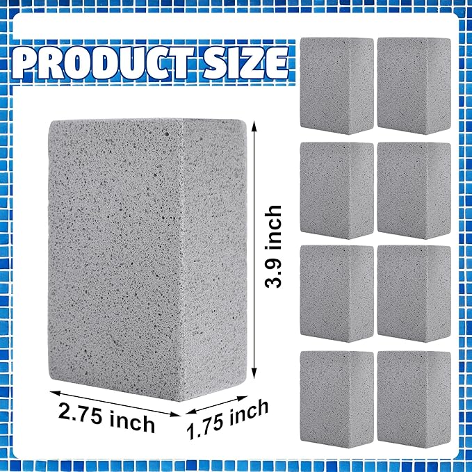 8 PCS Pool Pumice Stone Pool Cleaning Pumice Block Swimming Pools Tile Cleaner Stone for Pools Spa Kitchen Bathroom Grout Concrete Cleaning