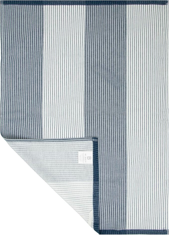 Premium Kitchen Towels (20”x 28”, 6 Pack) | Yarn Dyed Flat Woven Stripe Kitchen Towel Set| 238 GSM | Highly Absorbent with Hanging Loop | Blue