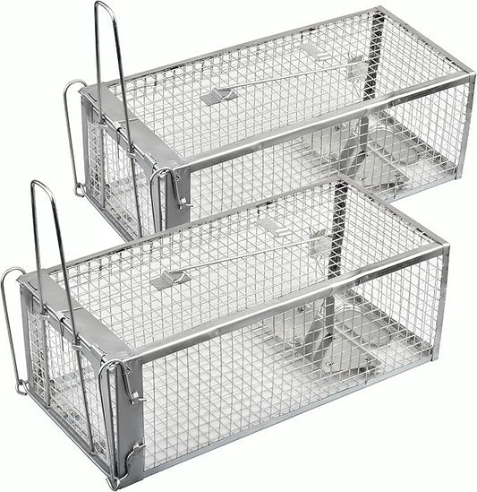 2-Pack Live Rat Traps Humane Chipmunk Mouse Vole Hamster Cage Traps