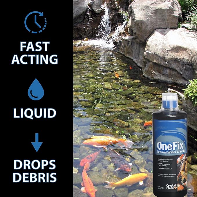 CrystalClear OneFix Beneficial Bio Clarifier Treatment, 1 Gallon | For clear water gardens, small outdoor ponds & fountains; koi fish, plant & pet safe formula
