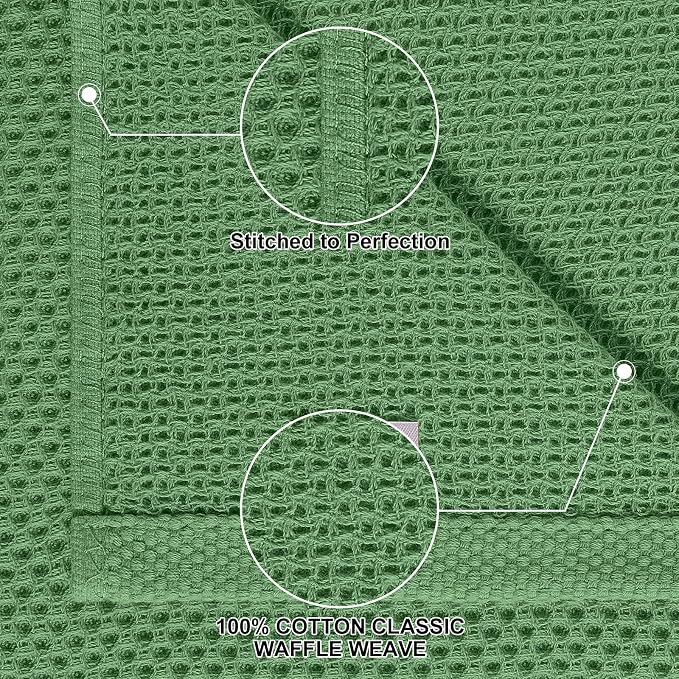 Homaxy 100% Cotton Kitchen Towels and Dishcloths Set, 12 x 12 Inches and 13 x 28 Inches, Set of 10 Bulk Kitchen Towels Set, Ultra Soft Absorbent Dish Cloths for Washing Dishes, Grass Green