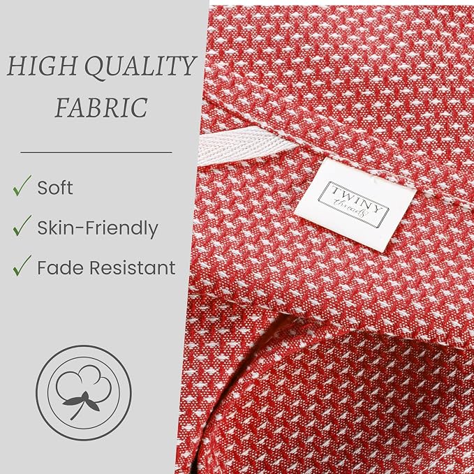 TWINY threads 6-Pack Cotton Kitchen Towels, 18x28 Inches, Soft & Absorbent Dish Cloths Set with Hanging Loop, Quick-Dry, Reusable and Washable Washcloths for Cooking, Baking & Cleaning Tasks, Red