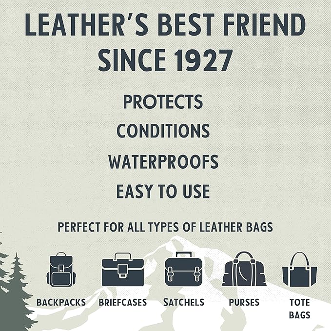 Snowshoe Balm for Bags, Made in USA Since 1927 - Protect, Condition, Restore & Waterproof - Leather Conditioner for Purses, Bags, Totes, Briefcases, Travel Bags & Leather Luggage (4 oz)