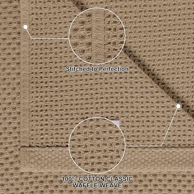 Homaxy 100% Cotton Kitchen Towels and Dishcloths Set, 12 x 12 Inches and 13 x 28 Inches, Set of 10 Bulk Kitchen Towels Set, Ultra Soft Absorbent Dish Cloths for Washing Dishes, Tan