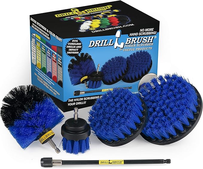 Boat Cleaning Accessories - Swimming Pool Scrub Brush - Medium Stiffness Brush Scrub Kit with Extension - Boat and Hull Cleaning Brush Set - Deck and Dock Cleaning Tools - Tank Cleaning Brush Set