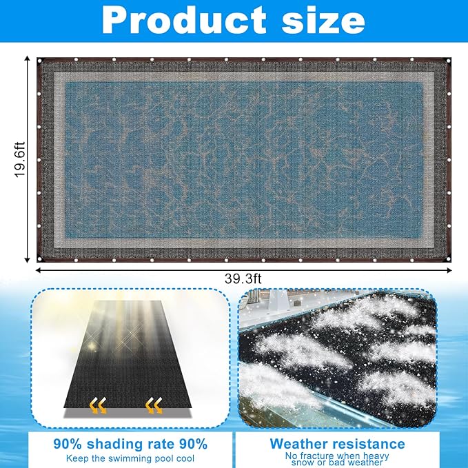 20 x 40FT Pool Leaf Net Cover - Leaf Netting for Inground and Above Ground Rectangle Swimming Pools Fine Mesh Pool Screen, Sunshade