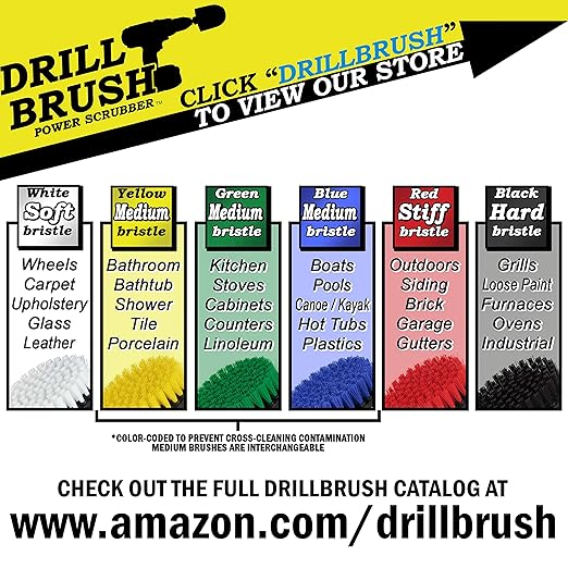Drill Brush – Drill Brush Kit – Drill Brushes for Cleaning – Drill Brush Attachment - Drill Brush Set - Bathroom Accessories - Shower Cleaner - Bathtub - Bath Mat - Scrub Brush - Grout Cleaner