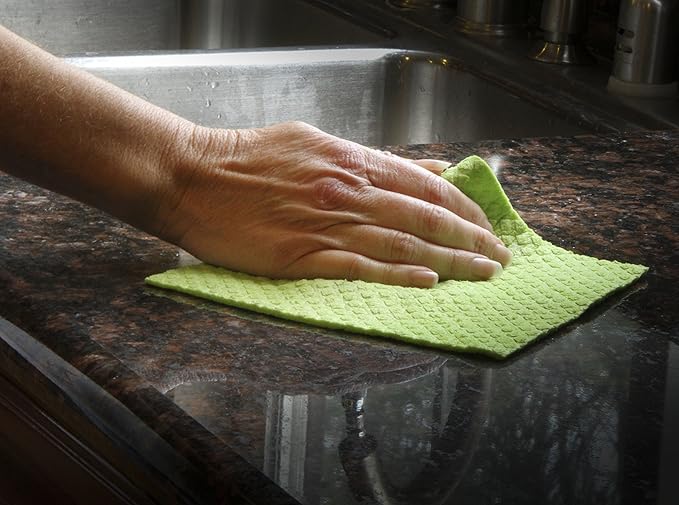 Skoy Cleaning Bundle - Cloth, Scrub, Red Towel and Sink Holder – Environmentally Friendly, Kitchen & Household Use, Plastic-Free Packaging, Great Gift Idea!