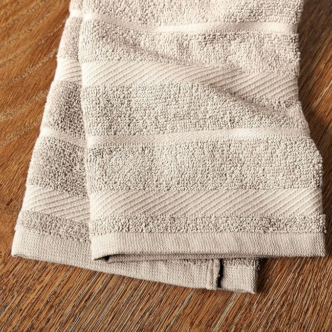 KitchenAid Albany Kitchen Towel 4-Pack Set, Milkshake Tan/White, 16"x26"