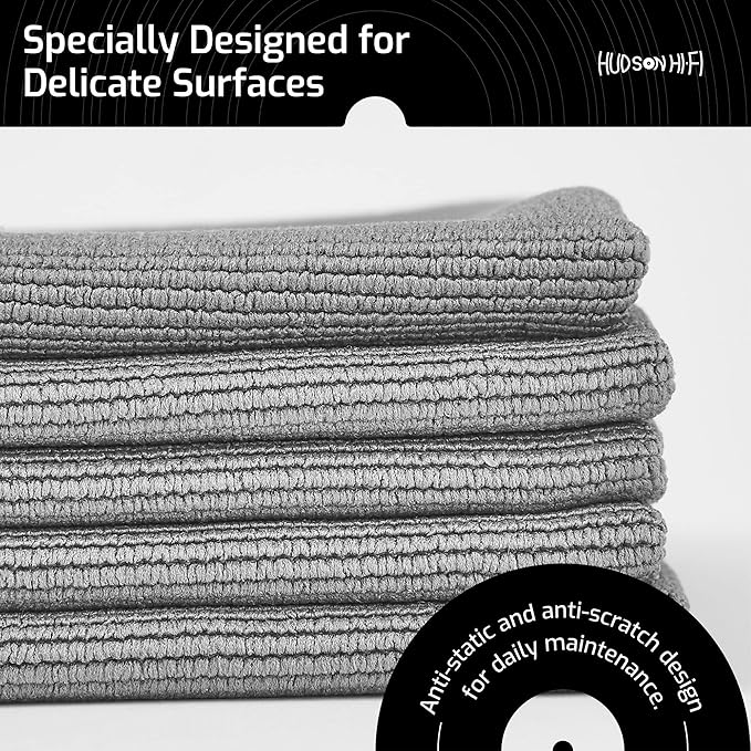 Hudson Hi-Fi Turntable Stylus Cleaner Vinyl Cleaning Gel Bubble with Microfiber Record Cleaning Cloth 5 Pack
