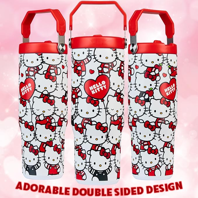 Get Trend Hello Kitty Sanrio Tumbler with Straw 30oz Girls Teens Women Insulated Cup with Lid Travel Mug for School, Sports, Kawaii Gifts for Girls (Aop Hello Kitty)