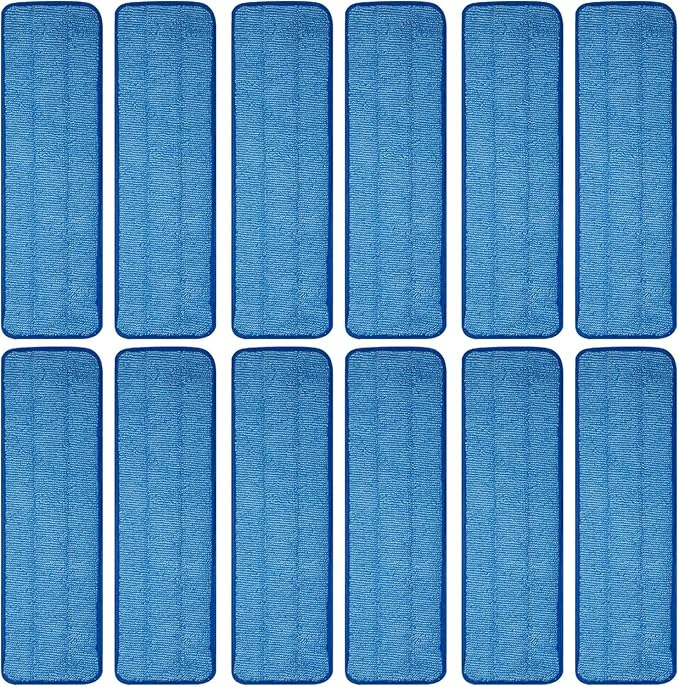 12 Pack of 18 inch Microfiber Mop Pad Universal for Commercial/Industrial/Professional use. Fits 16-18 Inch Heads Heavy Duty Wet & Dry Cleaning Reusable Mop Refills Fit for Most Flat Mops