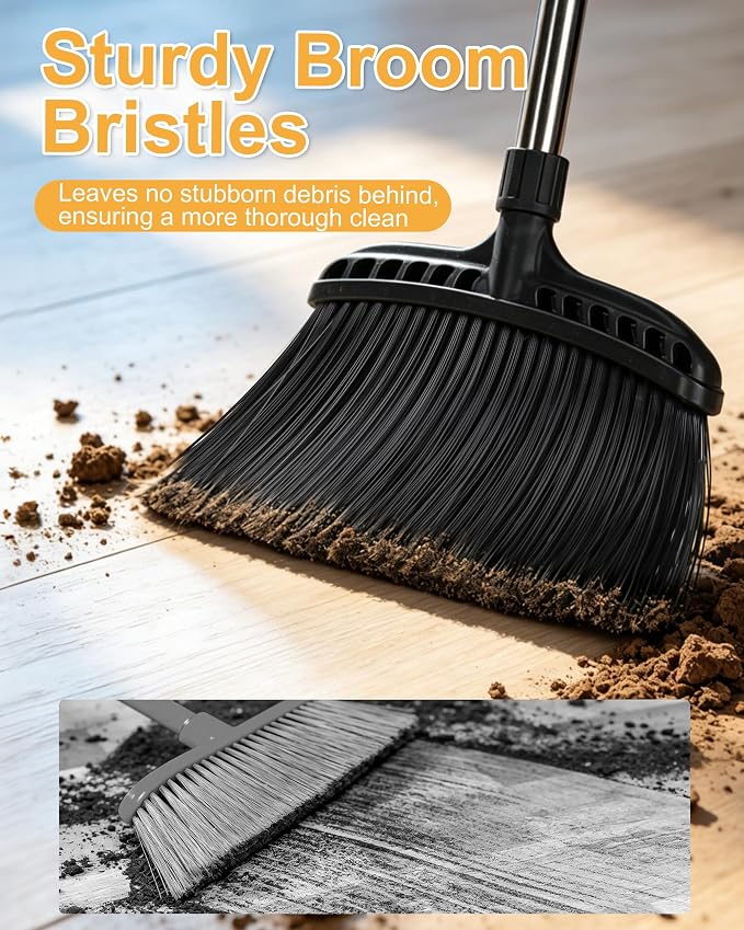 Outdoor Broom,Masthome Heavy Duty Broom,56" Brooms for Sweeping Outdoor,Angle Commercial Brooms with Hard Bristles, for Kitchen Home Office Garage Courtyard Lobby Lawn Concrete