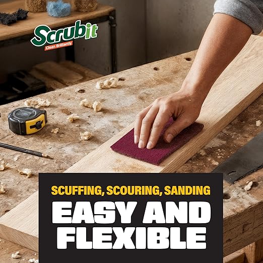 SCRUBIT 6 x 9 in. General Purpose Scuff Pads, Paint Primer Prep Adhesion Scratch Pads, Car & Woodworking Pads for Scuffing, Scouring & Sanding - Maroon (20)