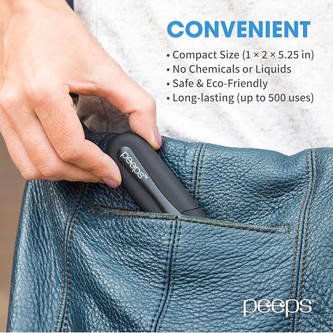 Peeps Glasses Cleaner - for Eyeglasses, Reading Glasses, and More - Lens Cleaner with Carbon Microfiber Tech-Soft Touch Blue-3 Count (Pack of 1)