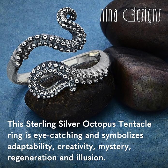 NINA DESIGNS Sterling Silver Rings - Adjustable Ring, Silver Jewelry for Women, 925 Sterling Silver, Gift for Women Women’s Rings