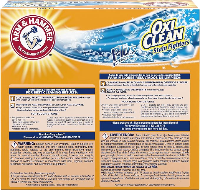 Arm & Hammer 33200-00108 Powder Laundry Detergent, OxiClean, Fresh Scent, 9.92 lb. (Pack of 3)