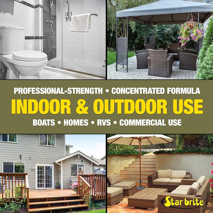 STAR BRITE O/C Mildew Stain Remover - Professional Strength, Quick-Acting, Multi-Surface Cleaner for Outdoor Furniture, Vinyl & Grout - 1 Gallon (054400)