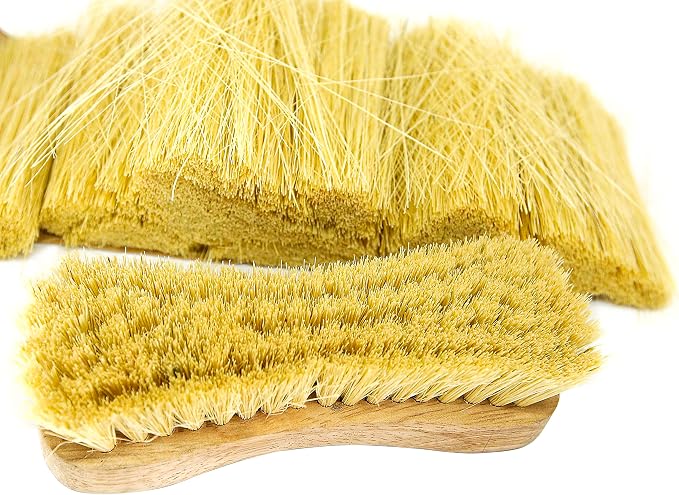 All-Natural Wooden Scrub Brush Set – 12 Pack | Tampico Bristle Scrub Brushes for Cleaning | Soft Floor Scrubber for Tile, Grout, Bathroom, Kitchen & Delicate Surfaces | Commercial Cleaning Supply