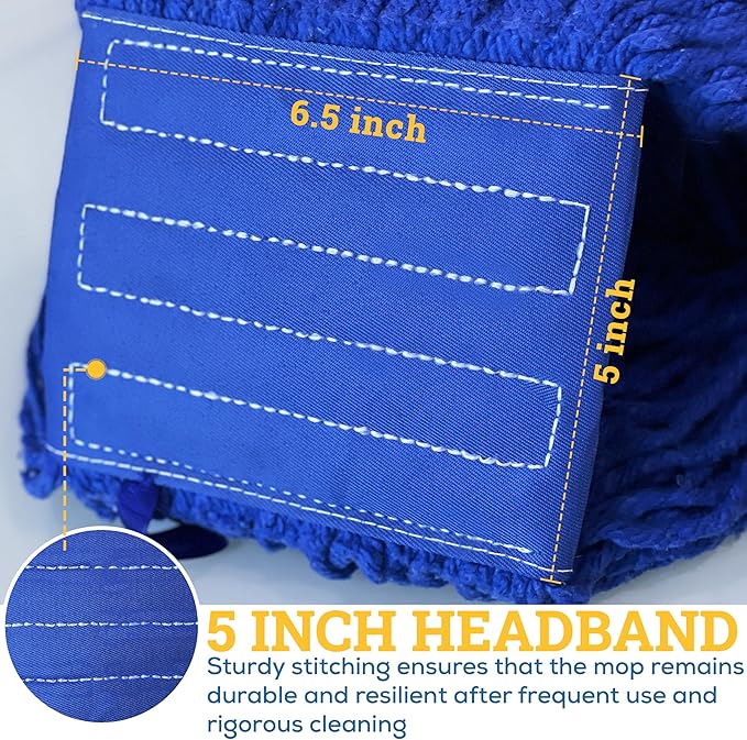 KLEEN HANDLER Blended Loop End Heavy Duty Mop Head Replacement, Wet Mop Refills for Industrial and Commercial Use, Dark Blue, 24 Oz (6-Pack)