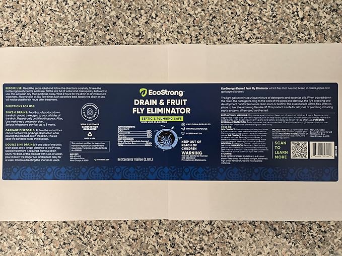 Fruit Fly Drain Treatment | Drain Fly Eliminator | All-Natural, Eliminates Gnats, Sewer Flies and More - Works in All Drains - 1 Gallon