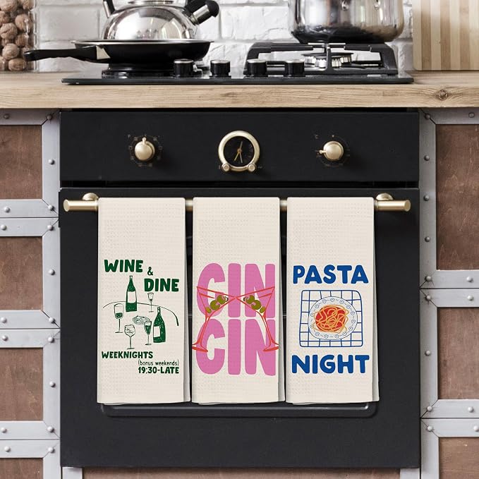 Italian Kitchen Towels Set 3, Italian Kitchen Decor, Bar Towels for Kitchen Bartender, Retro Dish Towels for Hand Towels for Kitchen, Aesthetic Kitchen Decor, 16x24 Inch