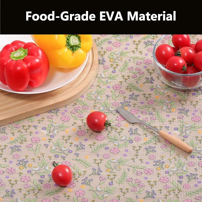 INNOLITES Shelf Liners for Kitchen Cabinets Non-Adhesive Drawer Liner with Floral, Waterproof Durable Easy to Clean, for Refrigerator, Shelves (Pink Purple Rose, 23.6" x 240")