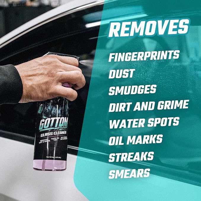 Gottom Glass Cleaner – 128oz, Ammonia Free, Streak-Free Window & Glass Cleaner, Safe on Tint – Perfect for Mirrors, Windows, & Glass Surfaces – Effective Dirt & Grime Remover