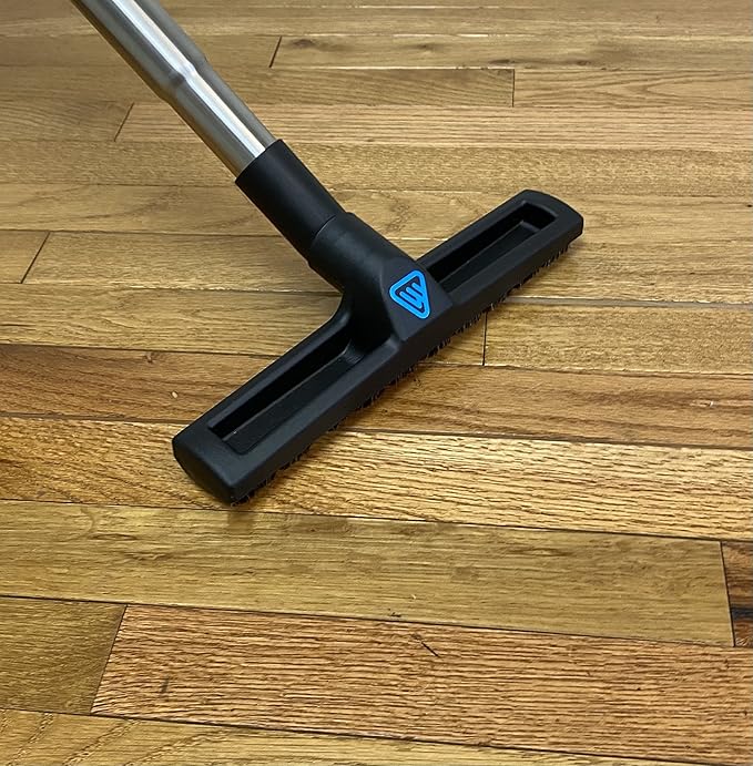 Wessel-Werk Deluxe Vacuum Floor Brush, Multi-Surface Vacuum Brush Attachment with 360° Swivel Neck, Soft Rubber Wheels, and Horse Hair Bristles Brush Nozzle (D 320-13 inch Brush, 1-1/4" (32mm) Neck)