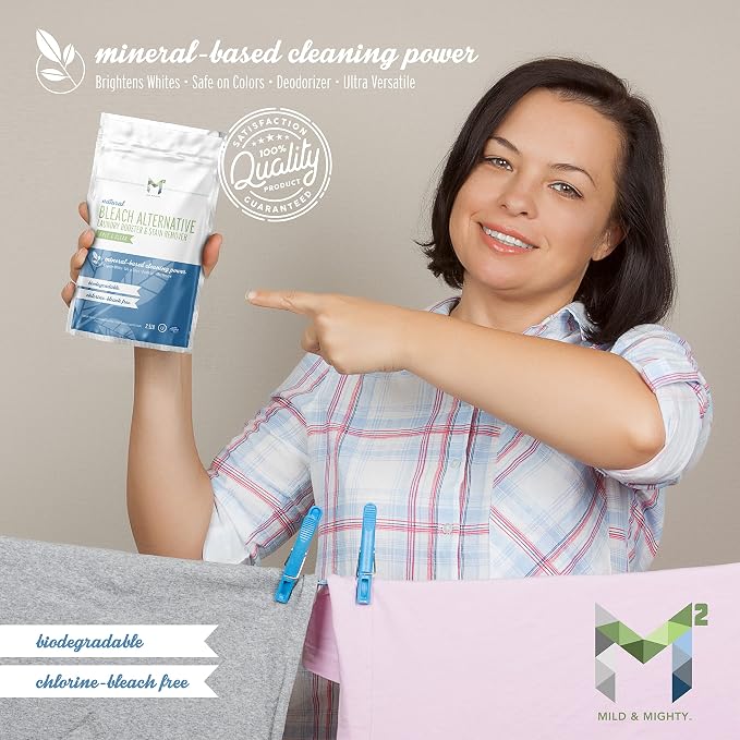 Bleach Alternative Stain remover Laundry Booster to Brighten Whites, Chlorine Free, Natural Mineral Based Powder 2.5 Pounds