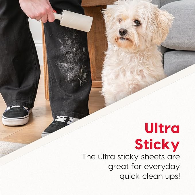 IRIS USA Extra Sticky Lint Rollers, 6 Pack of Standard Refills Only - No Handle/Cover Included - 90 Sheets/Roll, 540 Sheets Total, for Dog Cat Pet Hair On Clothes, Couch, Bed, Floor, Car, Stairs