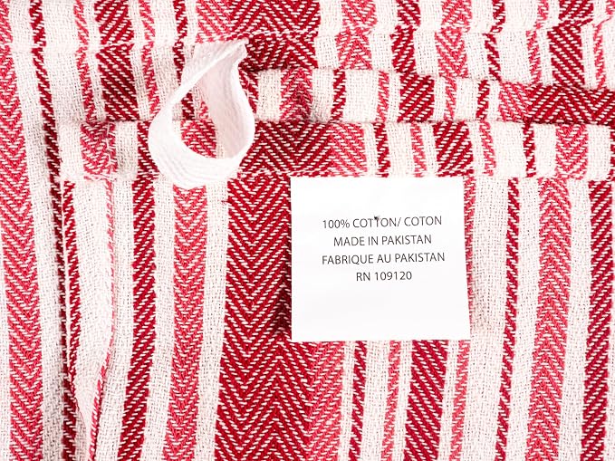 KAF Home Assorted Flat Kitchen Towels - Set of 10, 18 x 28 Inch (Red)