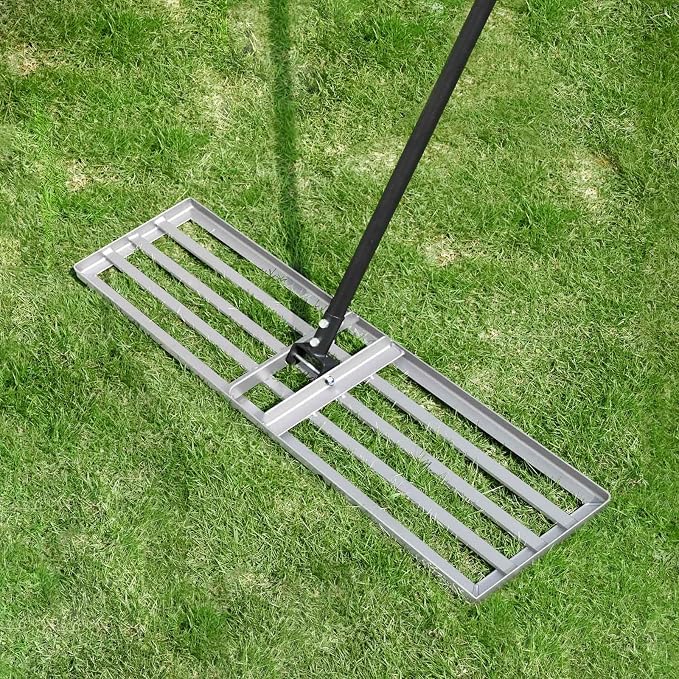 Professional Lawn Leveling Rake, 36x10inch Heavy Duty Lawn Lute & Lawn Leveller with Stainless Steel Pole, for Effortless Leveling on Garden, Golf Course, Farm, Backyard