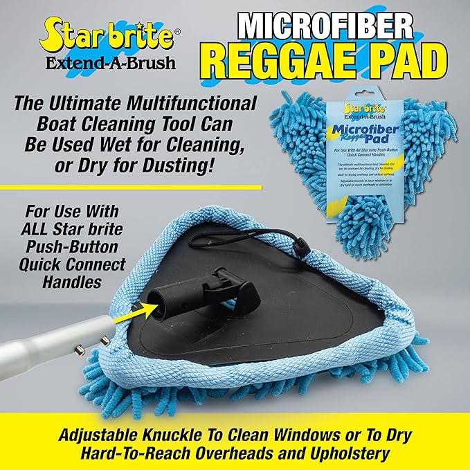 STAR BRITE Reggae Wet/Dry Pad - Super Absorbent Microfiber for Boat, Car & RV - Scratch-Free Cleaning with Articulated Base (040128)