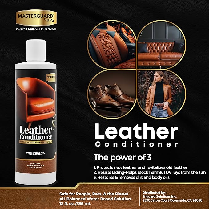 MASTERGUARD Leather Conditioner – Water-Based, Non-Toxic Formula for Furniture, Car Seats, Boots, Jackets & Purses – Conditions, Protects & Revives Leather – Safe for People & Pets