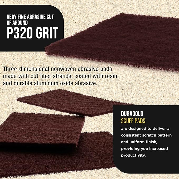 Dura-Gold Premium 6" x 9" Maroon General Purpose Scuff Pads, Box of 10 & 6" x 9" Grey General Purpose Scuff Pads, Box of 10