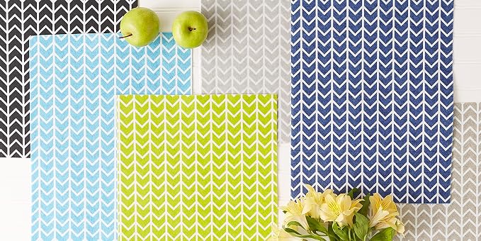 DII Fridge Liner Collection Non-Adhesive, Cut to Fit, 12x24, Stone Herringbone, 6 Piece