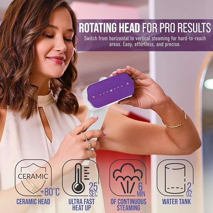 Portable Clothes Steamer & Mini Steam Iron – 1200W Handheld Wrinkle Remover, 4 Modes, 20s Fast Heating, Travel Garment Steamer for Clothing, Bedding & Curtains, Compact Folding Design – White