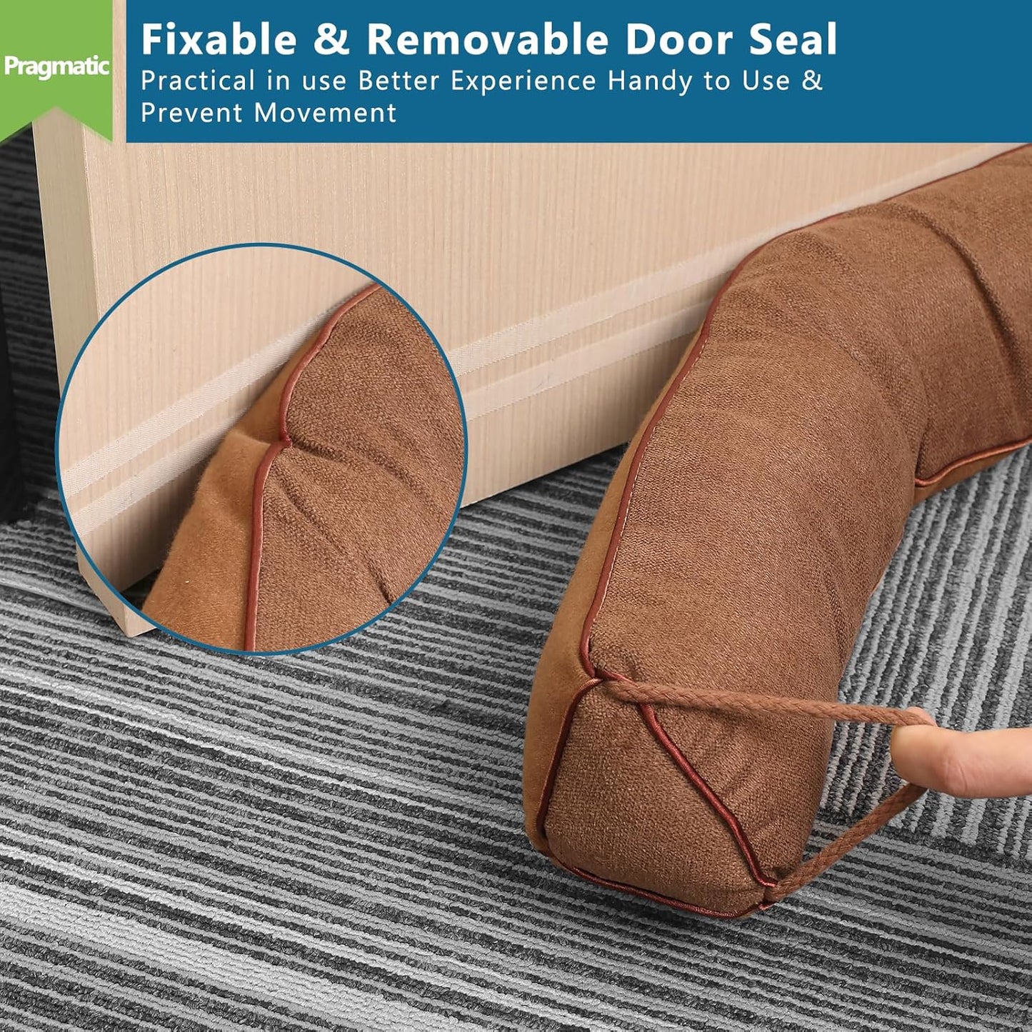 Triangle Under Door Draft Stopper 36 inch Weighted Draft Blocker Bottom Seal Noise Air Guard for Doors and Windows, Brown