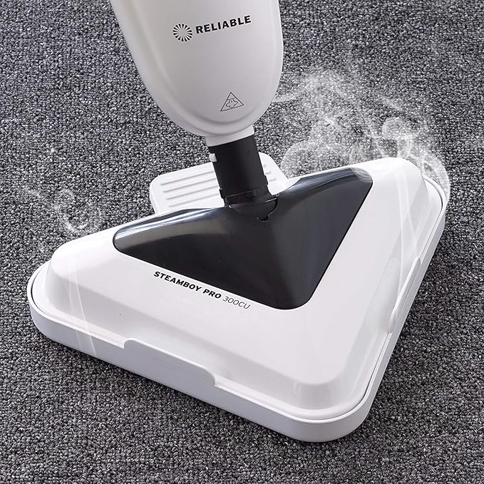 Reliable 300CU Steamboy Pro 3-in-1 Scrub and Steam floor mop with carpet glide - Electric steam scrubber, steam cleaner with 2 microfiber pads, for tile, grout, hardwood floors, 180-degree swivel head