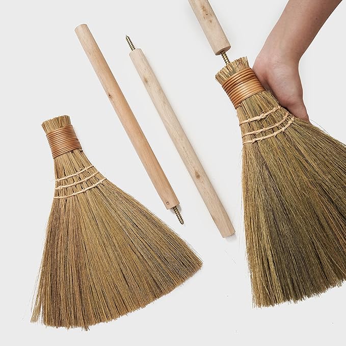 Handmade Whisk Sweeping Broom - Vietnamese Straw Soft Broom for Indoor or Outdoor Sweeping - Broom Decorative 9.45" Width, 39.37" Length