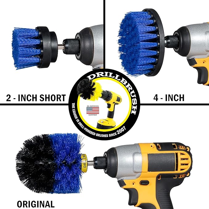 Cleaning Supplies - Drillbrush - Brush Drill Attachment Kit - Drill Brush Pads - Hot Tub Cleaner Brush - Pool Cleaner Brush - Scrub Brush - Power Cleaning Brush - Rotary Drill Brush Cordless Scrubber