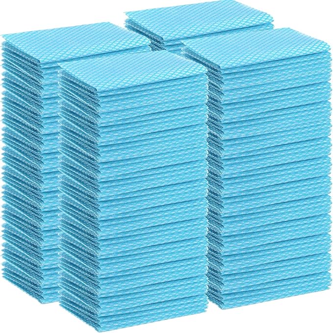 Tioncy 400 Pcs Disposable Cleaning Cloths Reusable Handy Wipes for Kitchen Multi-purpose Disposable Cleaning Towels and Dish Cloths Absorbent Cleaning Cloth Wipes for Kitchen and Home(Blue)